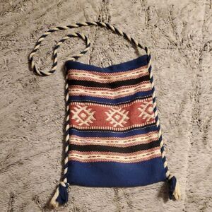 Hand-Woven Greece Boho Hippie Greek Wool Shoulder Tote Crossbody Purse Bag VTG